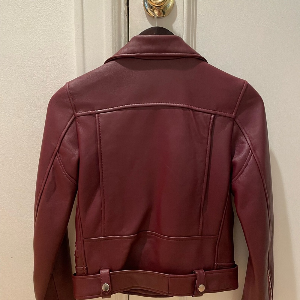 Acne Studios Women's Maroon Mock Leather Jacket - Picture 4 of 8